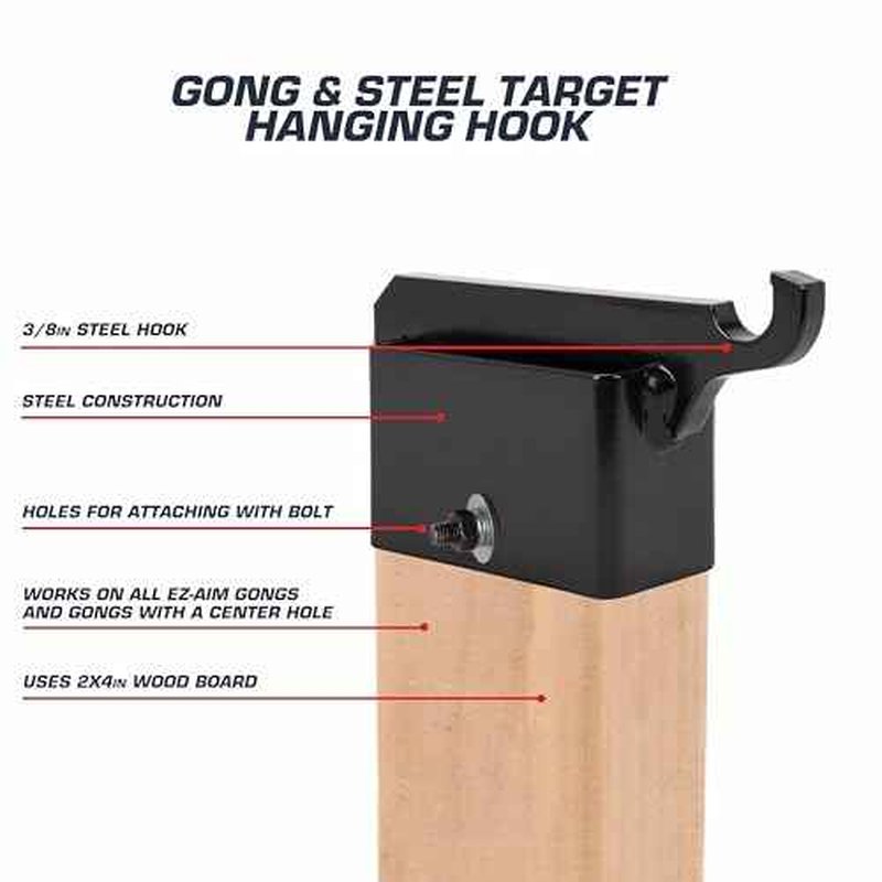 Allen Company EZ Aim Steel Gong Shooting Target Hanging Hook, for 2" x 4" Mount, 2.1 lbs., Black