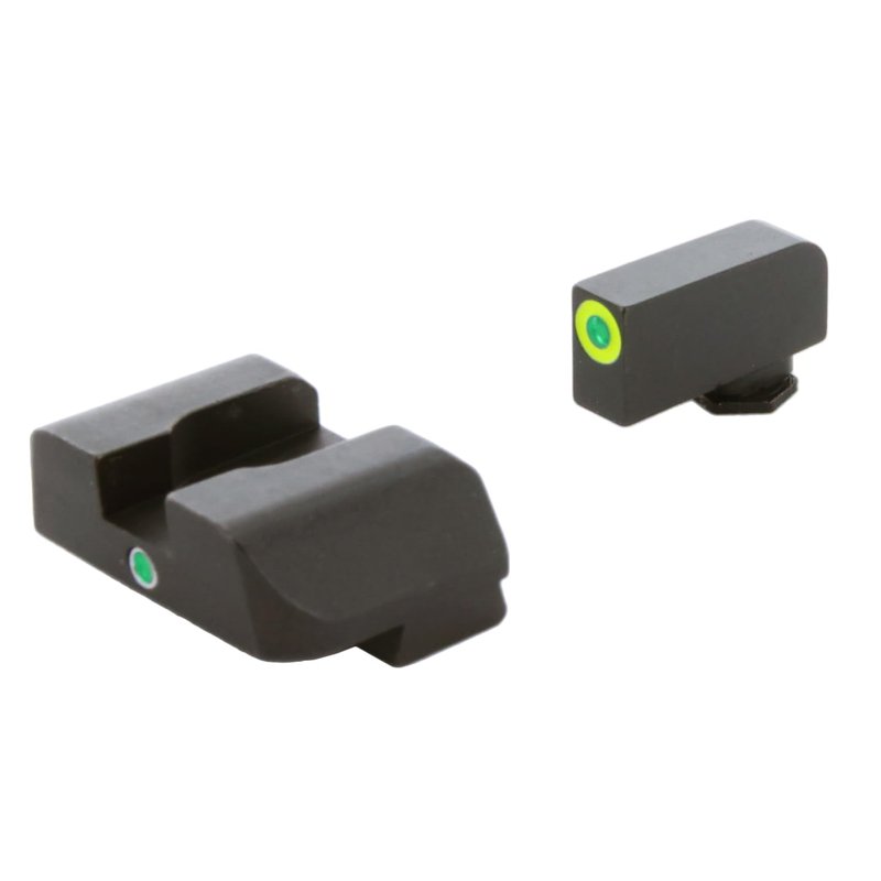AMERIGLO i-Dot Front & Rear Simple Design Quick and Easy to Align Night Sight Set - Compatible with Glock Model Gen 5 9mm/.40, Green Tritium, LumiGreen Outline