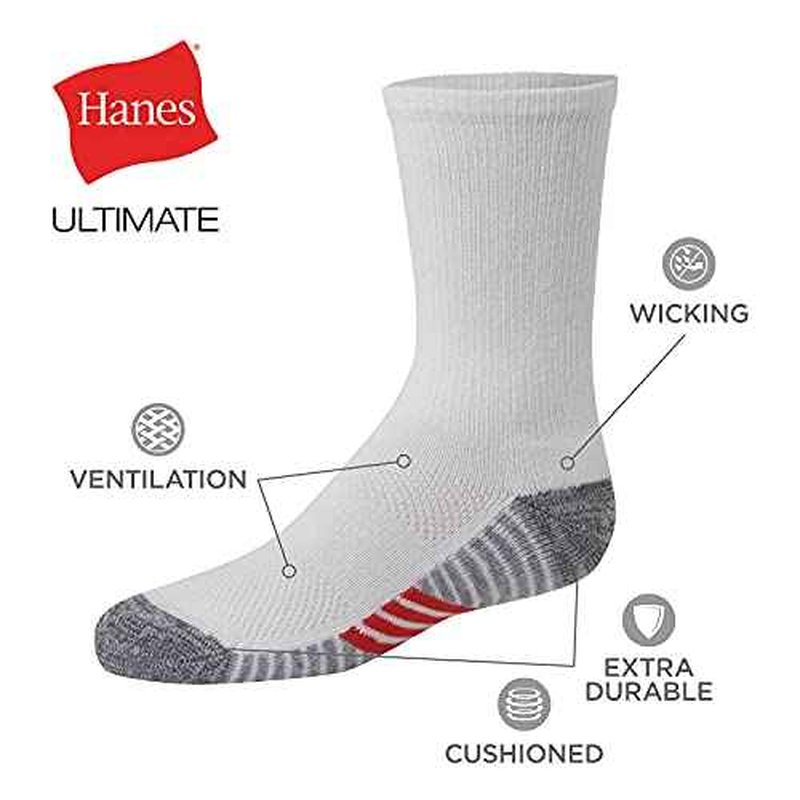 Hanes Ultimate Boys' Crew Performance Sport Socks, 10-Pair Packs