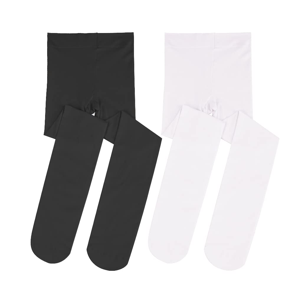 Stelle Girls' Ultra Soft Pro Dance Tight/Ballet Footed Tight(Toddler/Little Kid/Big Kid),BK+WT,S