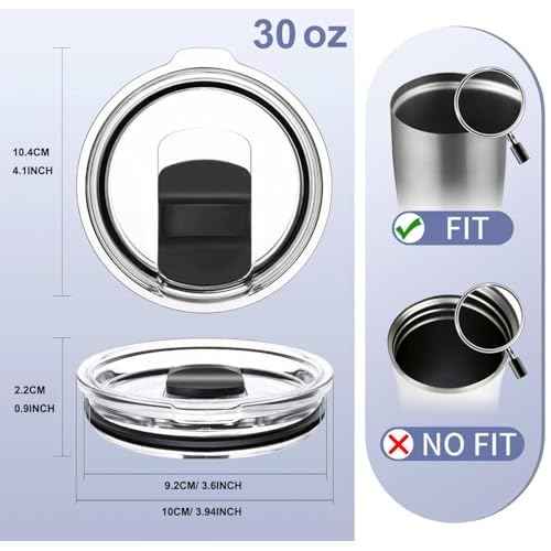 2PCS for YETI 30 oz Tumbler Lid, Replacement Lids Magnetic Slider Compatible for Yeti 30 oz Tumbler, 14 oz Mug and 35 oz Straw Mug, Travel Spill Proof Cup Lids Covers with Magnetic Slider Switch