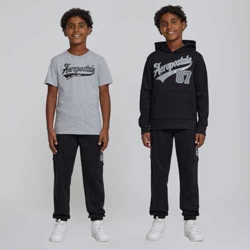 AEROPOSTALE Boys 3 Piece Outfit Set - Fleece Pullover Hoodie, Cargo Sweatpants, T-Shirt, Boys Activewear Set, Sizes 4-12