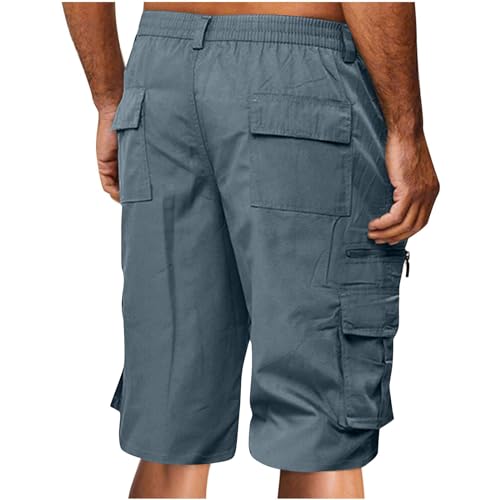 APIVOE Cargo Shorts for Men Summer Elastic Waist Shorts Lightweight Work Long Shorts Big and Tall Cargo Shorts with Pockets