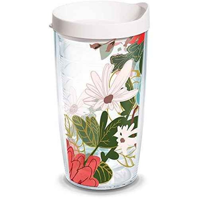 Tervis Mellow Floral Made in USA Double Walled Insulated Tumbler Travel Cup Keeps Drinks Cold & Hot, 16oz, Classic