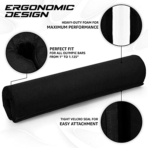 Yes4All Foam Bar Pad – Olympic Barbell Squat Pad – Neck Pad for Squats, Hip Thrusts – Weight Lifting Bar Pad (Black, Single)