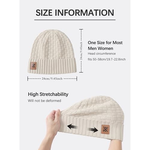 Zaitun Beanie Hats for Men and Women Winter Warm Waffle Knit Cap Comfort Thick Daily Rib Cap