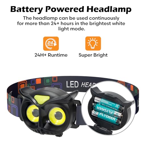 Lsnisni Kids Headlamp 2 Pack,LED Head Lamp with 4 Modes,IPX5 Waterproof Head Lights for Forehead,Head Flashlight for Adults and Kids Outdoor Camping Hiking Running,6 AAA Batteries Included