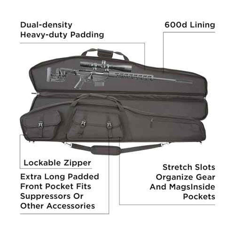 Allen Company Tactical Rifle Case - Padded Scoped Rifle Bag - Long Gun Soft Case with Padded Suppressor Pocket - 55IN Long Case - Velocity: Black or Camo Options