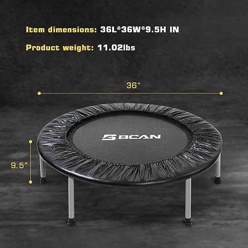 BCAN 36/38 Mini Trampoline Rebounder Trampoline for Adults Max Load 170lbs/300lbs Small Trampoline Exercise Trampoline Fitness Trampoline Indoor/Garden Workout