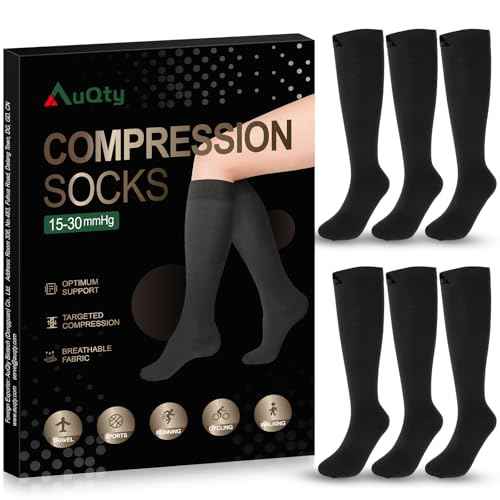 Compression Socks 15-30 mmHg for Men Women (3 Pairs) - Medical Stockings, Support Socks for Circulation, Deep Vein Thrombosis, Calf Cramps and Swelling