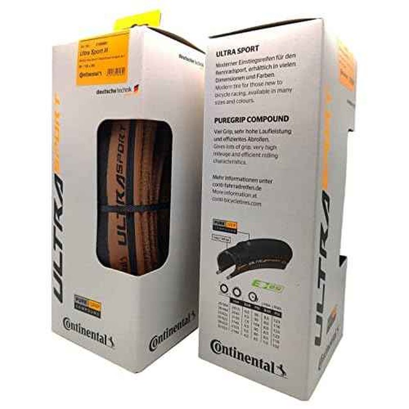 Continental Ultra Sport III 700x28 Black/Brown Folding PureGrip - Pair (2 Tires)