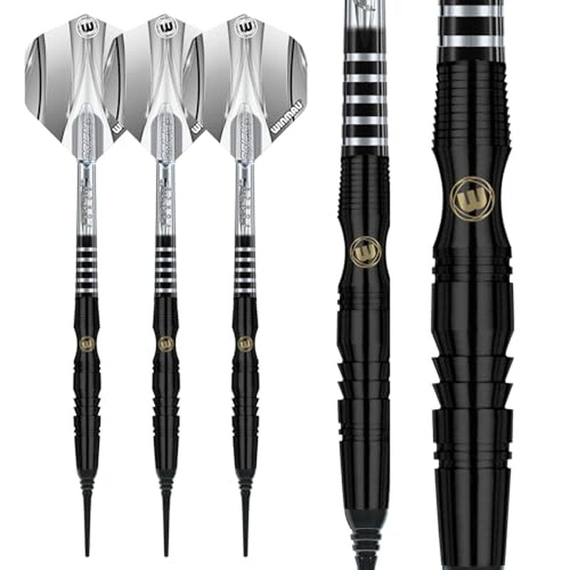Winmau Sniper Black Professional Tungsten Darts Set with Flights and Stems (Shafts)