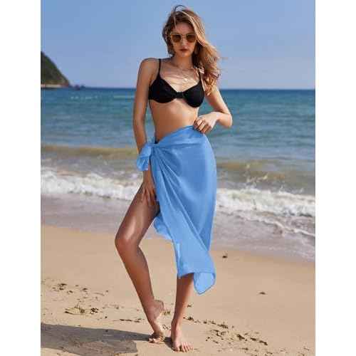 Ekouaer Women Sarong Swimsuit Coverups Chiffon Long Bikini Wraps Sheer Beach Bathing Suit Cover Up