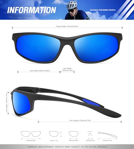 KALIYADI Mens-Sunglasses Polarized Sunglasses-Men Sports: Sport Sun Glasses for Running Cycling Fishing with UV Protection