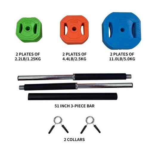 Adjustable Barbell Weight Set, Adjustable Free Weights for Home and Gym Workout, 20KG, Multi-color