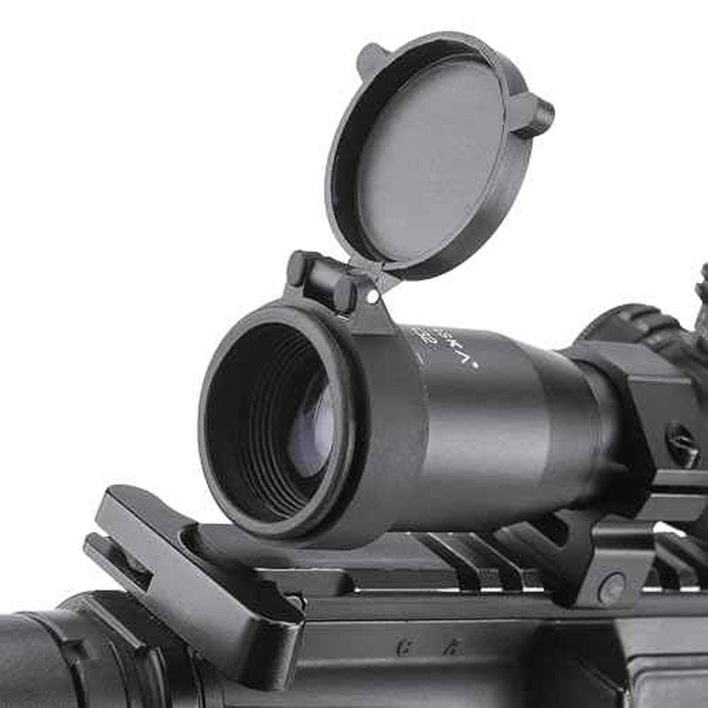 Barska Compact Rifle Scope with Red/Green Illuminated Mil-Dot Reticle ? Side Rheostat, Sunshade, Flip-Up Caps, External Turrets, Waterproof/Fogproof