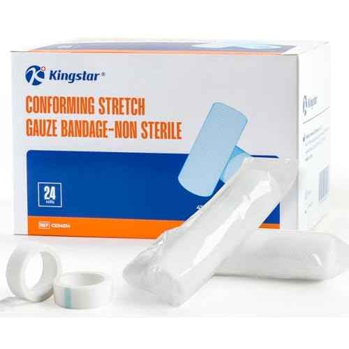 Gauze Rolls Bandages, Conforming Stretch Gauze Bandage 4 Inch, 24 Rolls Individually Wrapped 4" x 4.1yds Includes Medical Tape