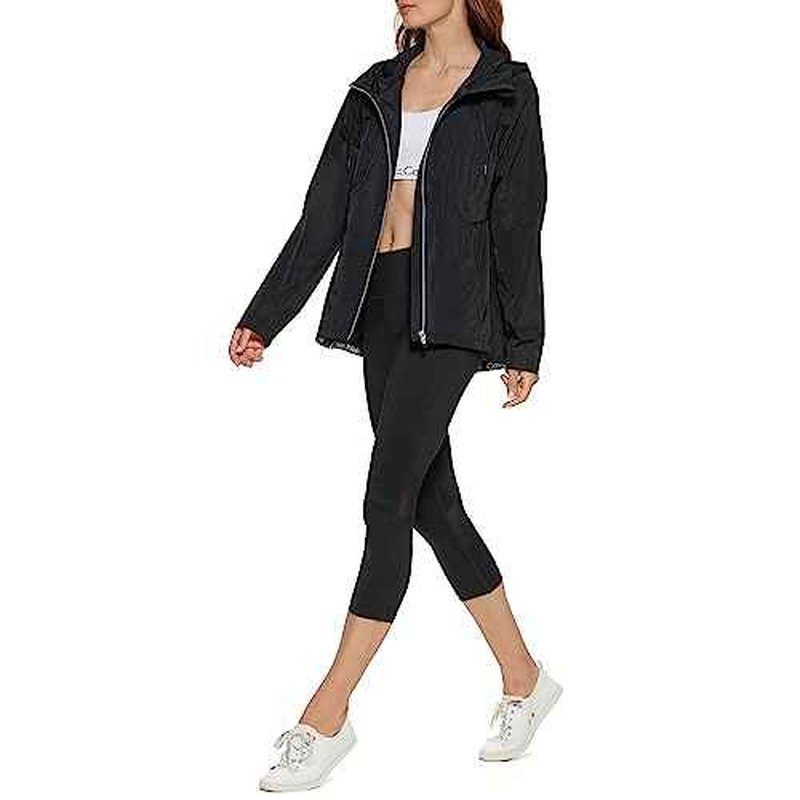 Calvin Klein Performance Women's Hooded Windbreaker, Black, X-Small