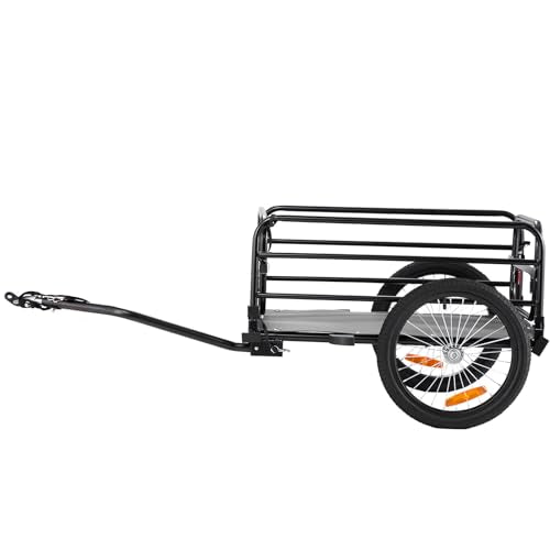 VEVOR Bike Cargo Trailer, 160 lbs Load Capacity, Heavy-Duty Bicycle Wagon Cart, Foldable Compact Storage & Quick Release with Universal Hitch, 16" Wheels, Safe Reflectors, Fits 22"-28" Bike Wheels