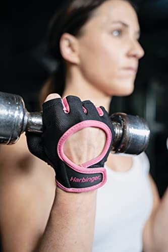 Harbinger Women's Power Gloves for Weightlifting, Training, Fitness, and Gym Workouts with StretchBack Comfort Medium