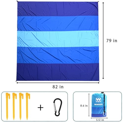 WIWIGO Beach Blanket Waterproof Sandproof Beach Mat 79" X 83" /10'x9'for 2-8 Adults Quick Drying Outdoor Picnic Mat Beach Accessories for Travel, Camping, Hiking