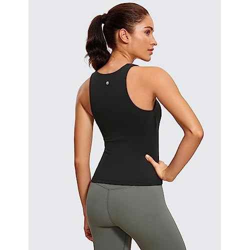 CRZ YOGA Butterluxe Womens V Neck Workout Tank Tops with Built in Bras - Sleeveless Padded Racerback Yoga Athletic Camisole