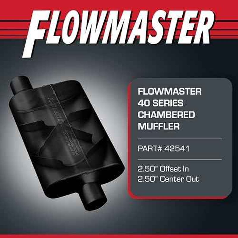 Flowmaster 40 Series Original Chambered Muffler ? 2.50¡± Offset In / 2.50¡± Center Out ? Aggressive Sound ? 16-Gauge Aluminized Steel ? For Muscle Cars, Street Rods, Trucks, SUVs & Strip Builds (42541)