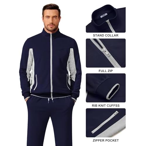 COOFANDY Men's Tracksuits 2 Piece Athletic Track Suit Warm Jogging Running Sweatsuits Casual Full Zip Sports Set