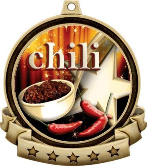 Chili Pot Medals - 2.5" Gold Chili Cook Off Medal Award Includes Red White and Blue Neck Ribbon, Great Cooking Awards 5 Pack Prime