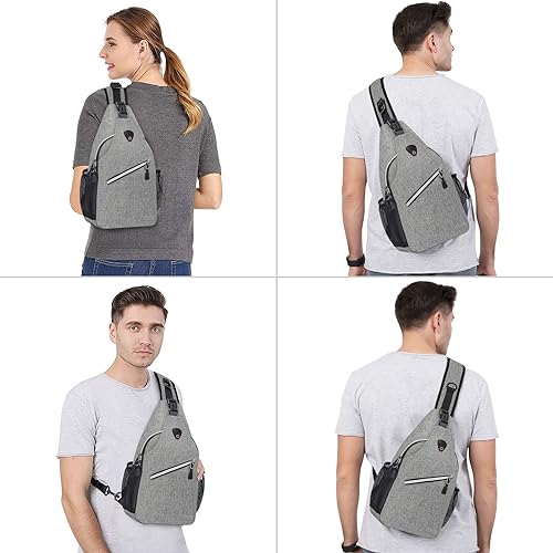 MOSISO Sling Backpack, Multipurpose Crossbody Shoulder Bag Travel Hiking Daypack, Gray, Medium