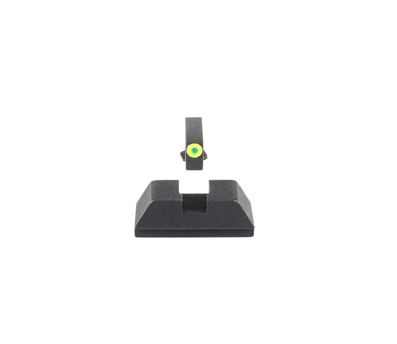 AMERIGLO Optic Compatible Sight Set for Glock - L Tall Green Tritium LumiGreen Outline .220" Front Plain Black .295" Rear