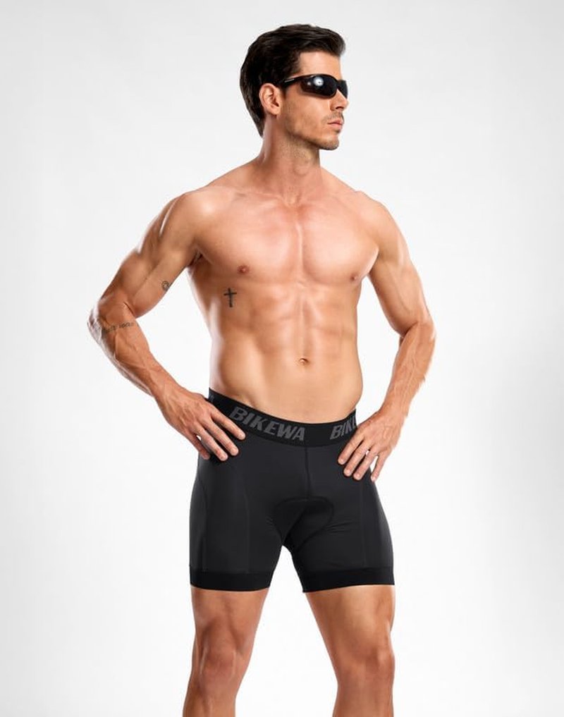 Men's Cycling Underwear - 4D Padded Bike Shorts with Anti-Slip Leg Grips | MTB Liner for Comfortable Riding