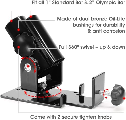 Yes4All Set Attachments for Power Cages 2"x2" Tube with 1" Hole including J-hooks, Multi Grip Dip Bars, Weight Plate Holders, T-Bar Row Platform