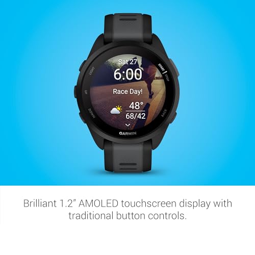 Garmin Forerunner 165 Music, Running Smartwatch, Colorful AMOLED Display, Training Metrics and Recovery Insights, Music on Your Wrist, Black