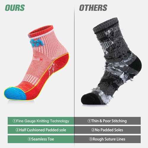 innotree Merino Wool Hiking Socks for Women Quarter Ankle Thermal Cushion Moisture Wicking Socks,5 Pairs