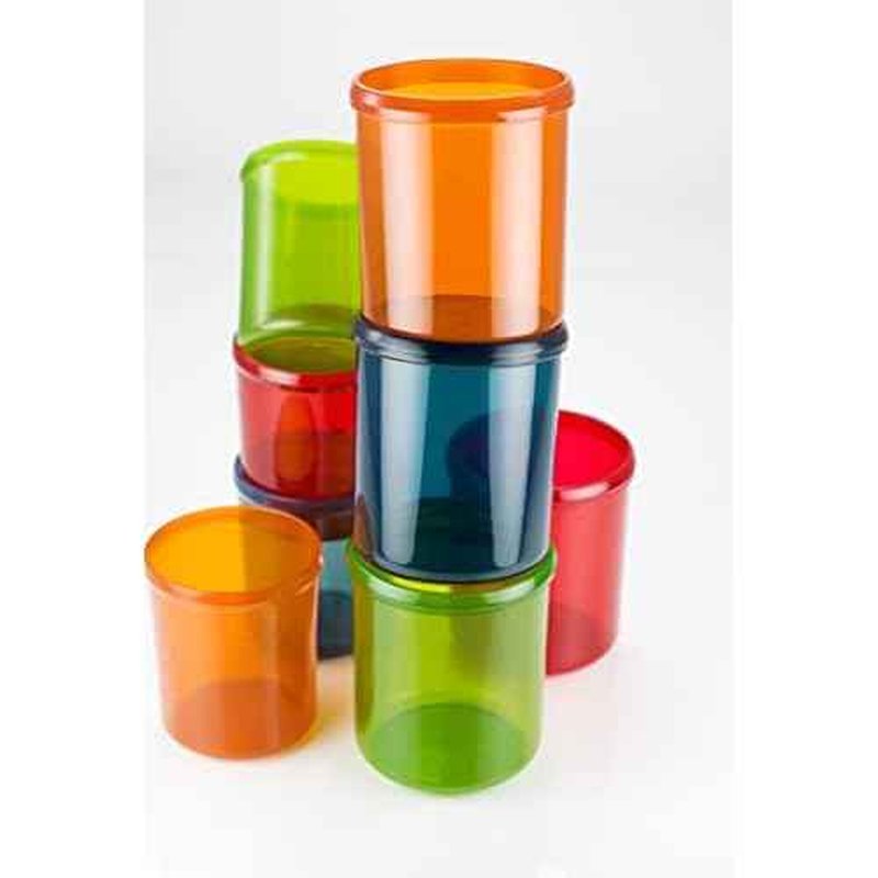 GSI Outdoors - Infinity 4 Person Deluxe Nesting Table Set Multicolor Durable, Break Resistant Plates, Bowls, Mugs and Cups