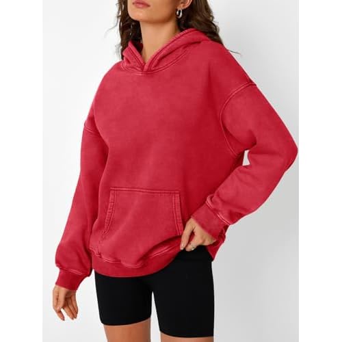 Trendy Queen Oversized Hoodies for Women Acid Wash Sweatshirt Cute Pullover Fall Winter Long Sleeve Shirts