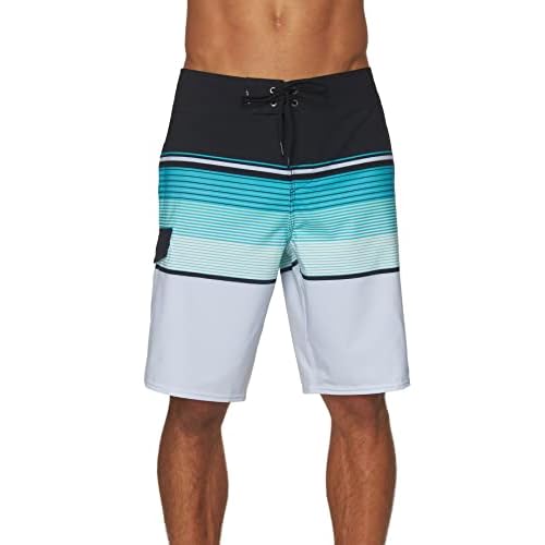 O'NEILL Men's 21 Inch 4-Way Stripe Boardshorts - Quick Dry Swim Trunks for Men with Fabric and Pockets