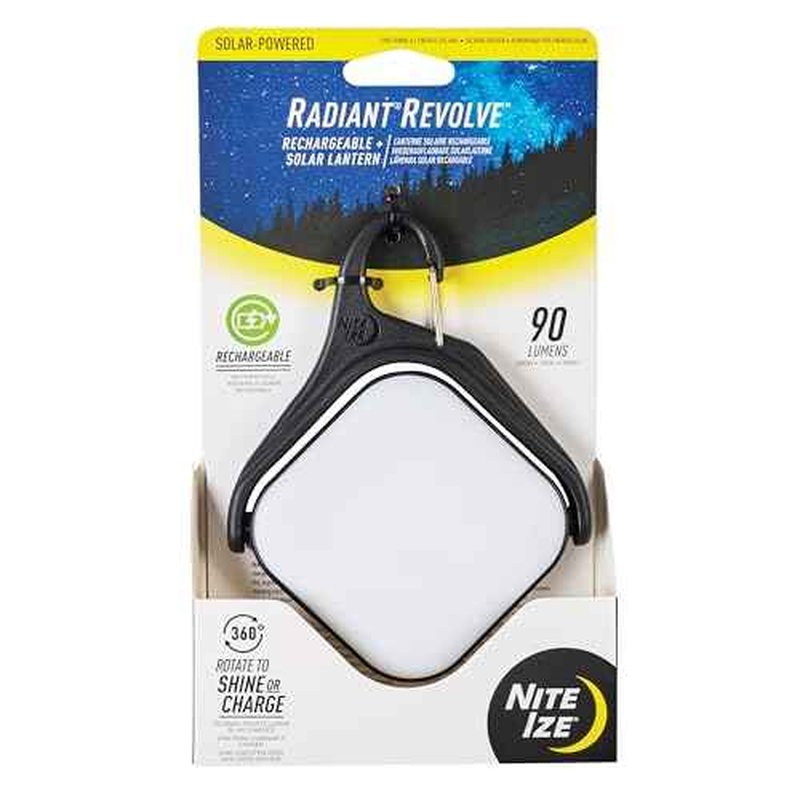 Nite Ize Radiant Revolve Rechargeable & Solar Lantern - Premium Solar Light for Camping Accessories & Backpacking Gear - Weather-Resistant Design with 360-Degree Rotating Body