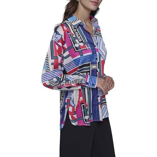 KARL LAGERFELD Womens Oversized Printed Blouse