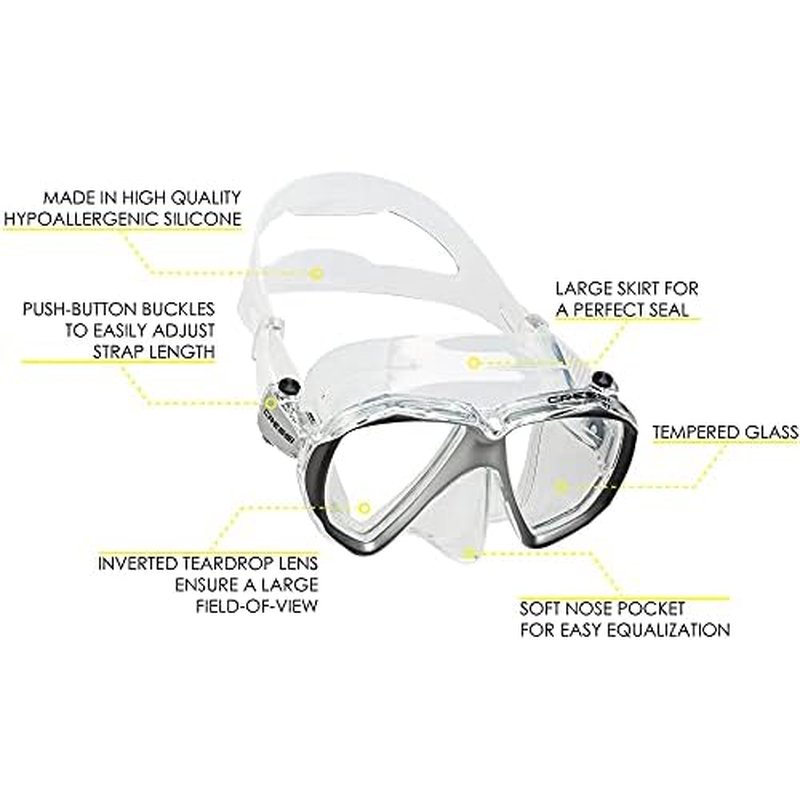 Cressi Perfect View Scuba Diving, Snorkeling Mask in Pure Comfortable Silicone - Liberty Duo: Designed in Italy