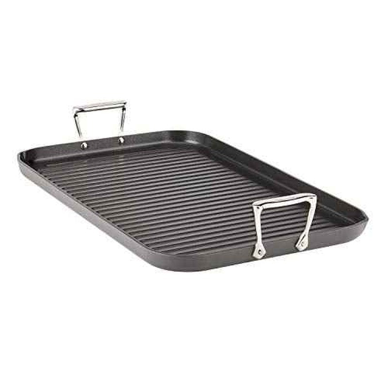 All-Clad HA1 Hard Anodized Nonstick Grill/Griddle Pan 13x20 Inch Oven Broiler Safe 500F Pots and Pans, Cookware Black