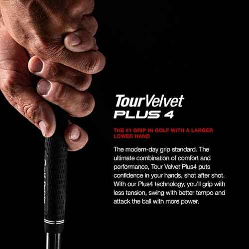 Golf Pride Tour Velvet Plus4 Golf Club Grip - Best All-Around Grip with Larger Lower Hand - Slip-Resistant Durable Rubber with Uniform Plus-Sign Texture