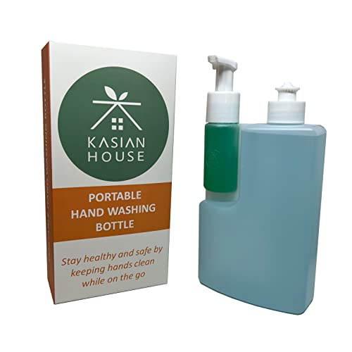 Kasian House Portable 2 Compartment Foam Soap Hand Washing Bottle(18.60oz) - Refillable Soap and Water Bottle for Travel, Sports, Beach, Camping, Fishing, Playground, Parents, On the Go Hand Sanitizer