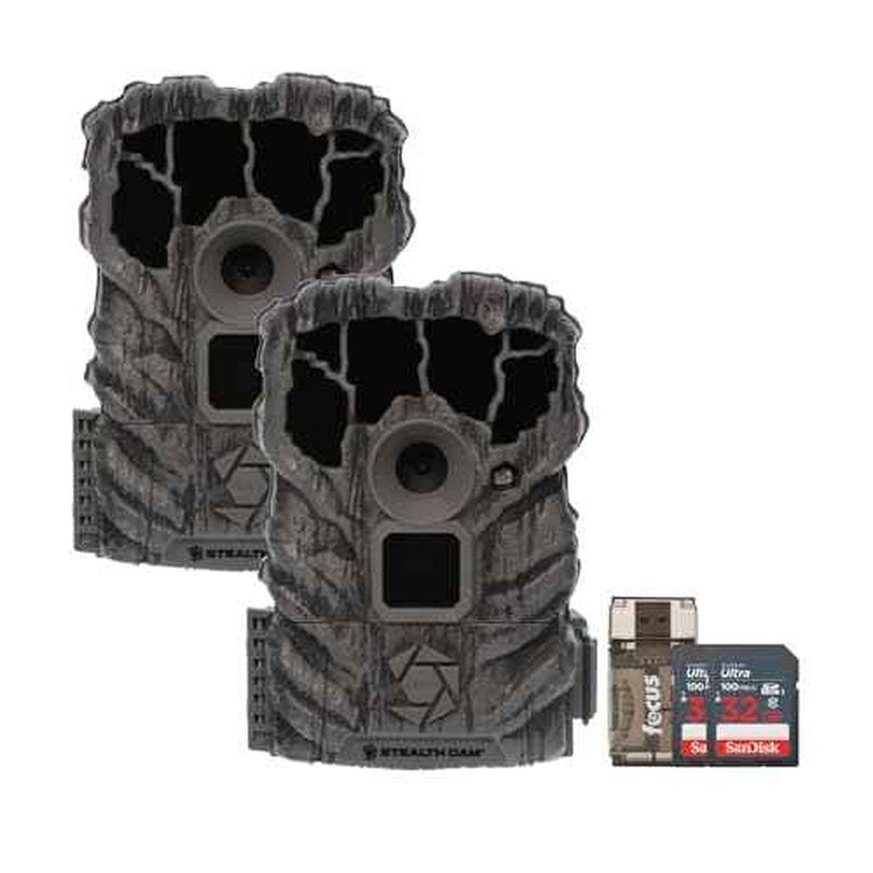 Stealth Cam Browtine 14MP Trail Camera Bundle with 32GB Memory Card (2-Pack) and Card Reader (2-Pack) (5 Items)