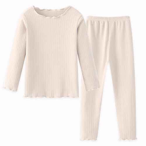 Girls Thermal Underwear Set Girls' Ruffle Trim Fall Base Layer Apparel Set Winter Top and Long pants for 3-8Y