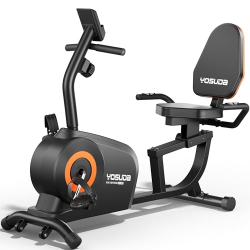 YOSUDA Recumbent Exercise Bike for Adults Seniors with Quick Adjust Seat, 350LB Capacity & 16-level Resistance, Black