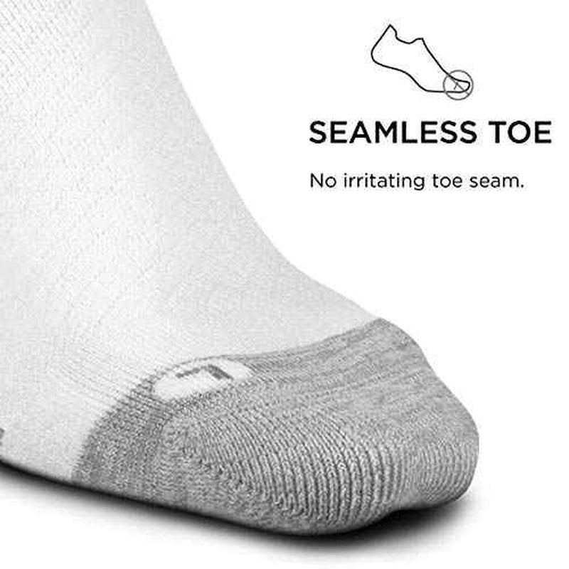Feetures Plantar Fasciitis Relief Sock Light Cushion No Show Tab - Targeted Compression Sock for Women & Men - Large, White (3 Pair)