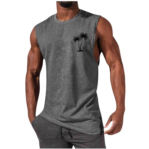 Lisgai Warehouse Clearance of Sale, Men Tank Tops Undershirt, Tank Tops Men Summer Sleeveless Tropical Beach Shirts Palm Tree Print Hawaiian T-Shirt Casual Muscle Sports Basic Tees