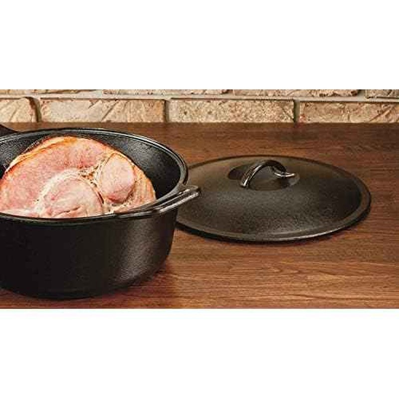 Lodge BOLD Exclusive 7 Quart Premium Pre-Seasoned Cast Iron Dutch Oven with Lid - Dual Handles - Use in the Oven, on the Stove, on the Grill or over the Campfire - Black